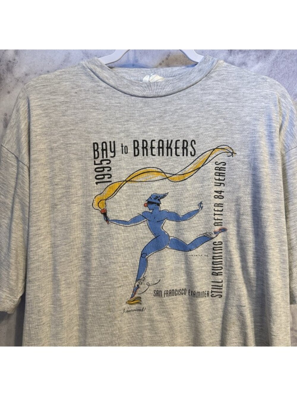 Vintage Examiners Bay to Breakers T Shirt Gray 1995 90s San Francisco Large